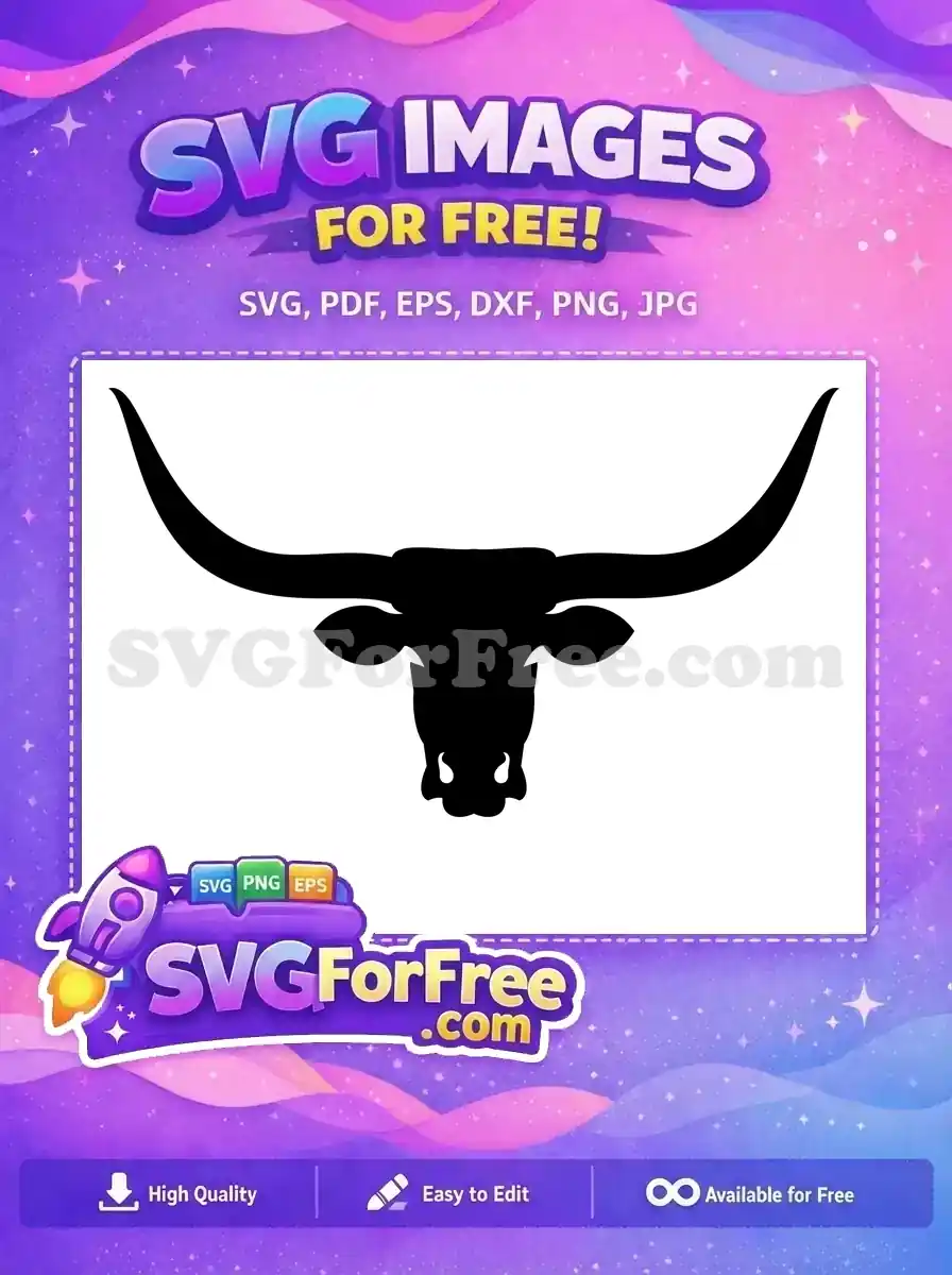 Free longhorn silhouette Free bull head design Western Free SVG