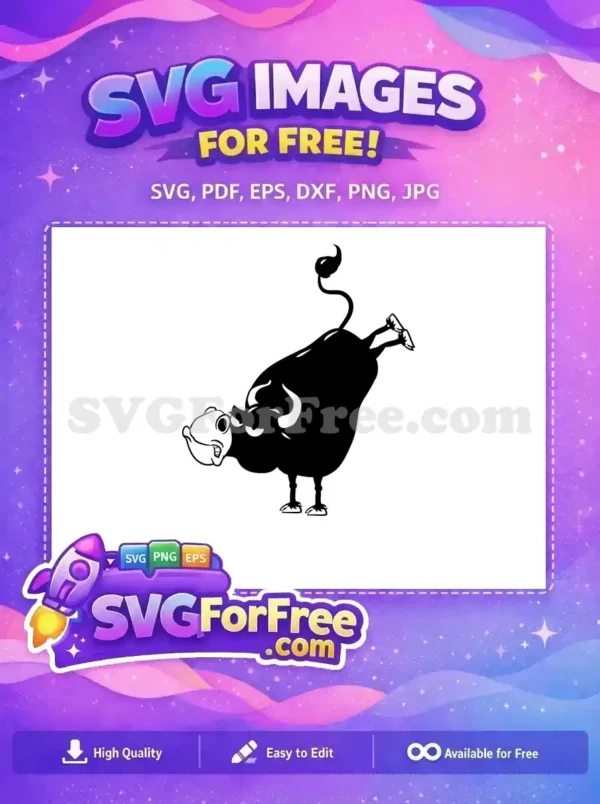 Free Funny Black Bull Free Balancing Upside Down Cow Bull Free SVG