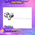 Free Cute Black White Spotted Free Happy Cartoon Cow Bull Free SVG - Instant Download