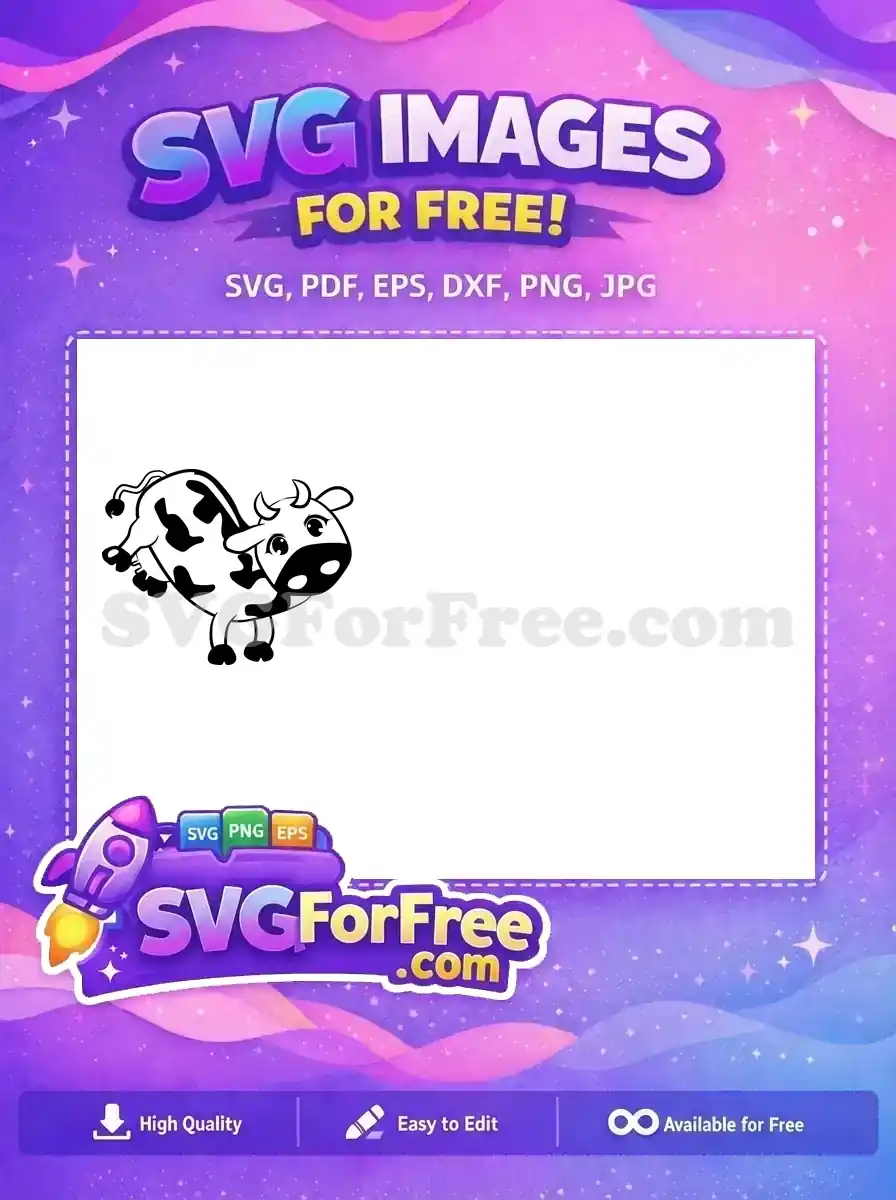 Free Cute Black White Spotted Free Happy Cartoon Cow Bull Free SVG