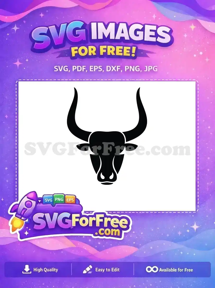 Free Black Silhouette Free Sharp Horns Cow Bull Free SVG