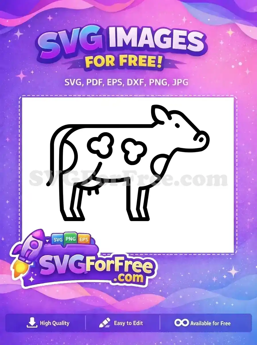 Free Simple Outline Free Spotted Udder Dairy Cow Farm Free SVG