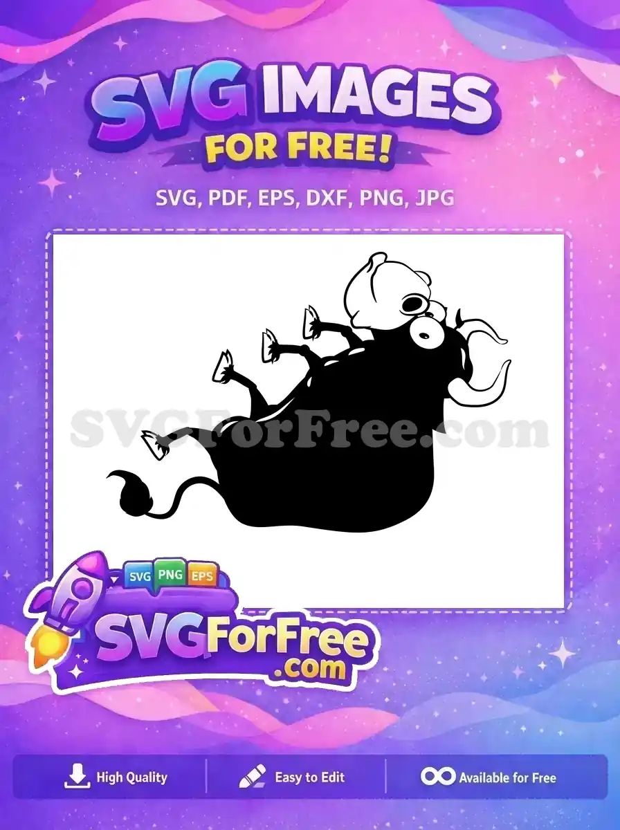 Free Startled Black Bull Free Cute Cartoon Animal Cow Bull Free SVG