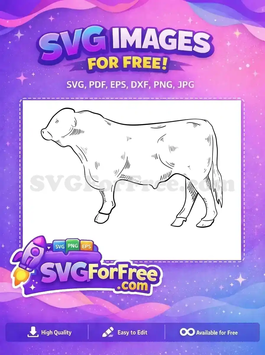 Free Sturdy Bull Free Detailed Outline Farm Animal Free SVG