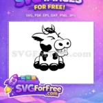 Free Happy Cow Free Black Spotted Cartoon Free SVG - Instant Download