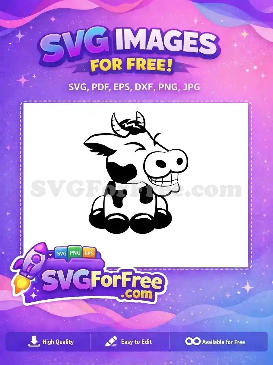 Free Happy Cow Free Black Spotted Cartoon Free SVG