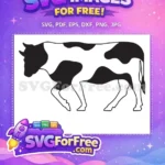 Free Black White Spotted Free Walking Cow Bull Free SVG - Instant Download
