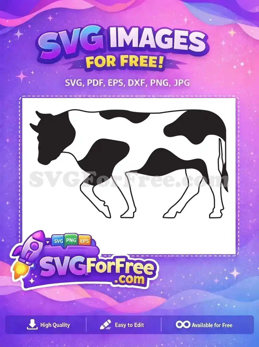 Free Black White Spotted Free Walking Cow Bull Free SVG
