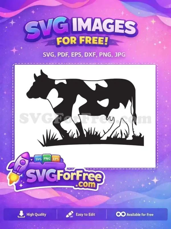 Free Spotted Cow Free Grazing Farm Animal Silhouette Free SVG