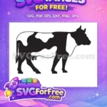 Free Spotted Dairy Cow Free Black White Silhouette Farm Animal Free SVG - Instant Download