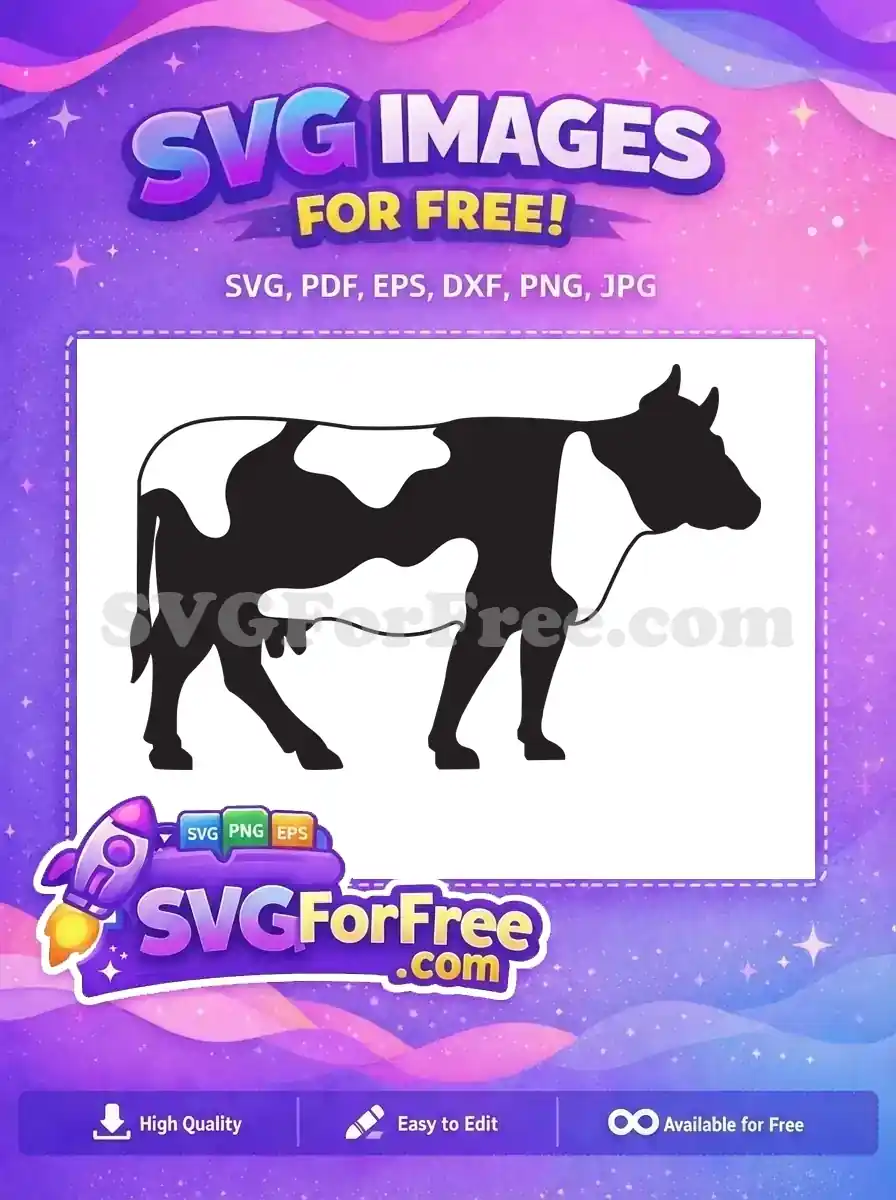 Free Spotted Dairy Cow Free Black White Silhouette Farm Animal Free SVG