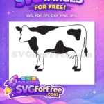 Free Black and White Cow Free Standing Silhouette Design Farm Animal Free SVG - Instant Download
