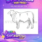 Free Strong Bull Free Outline Art Farm Animal Free SVG - Instant Download