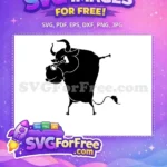 Free Playful Dabbing Bull Free Black Silhouette Cow Bull Art Free SVG - Instant Download