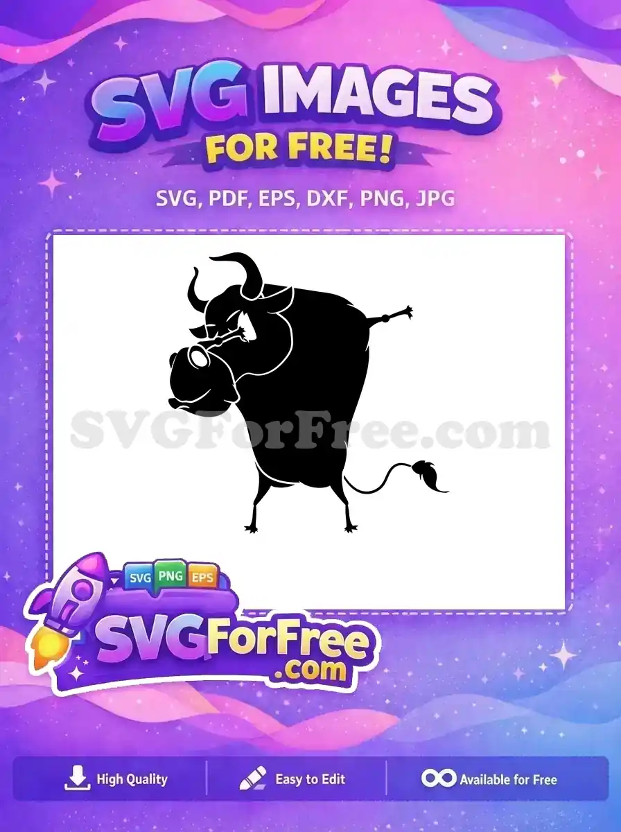 Free Playful Dabbing Bull Free Black Silhouette Cow Bull Art Free SVG