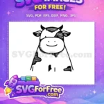 Free Hand-Drawn Smiling Cow Free Cute Black Spots Cow Bull Design Free SVG - Instant Download