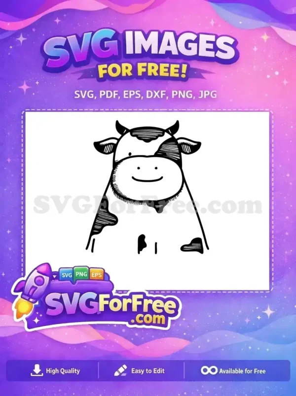 Free Hand-Drawn Smiling Cow Free Cute Black Spots Cow Bull Design Free SVG