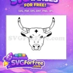 Free Intense Black Bull Free Nose Ring Diamond Cow Bull Free SVG - Instant Download