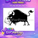Free Angry Black Bull Free Charging Cartoon White Horns Cow Bull Free SVG - Instant Download
