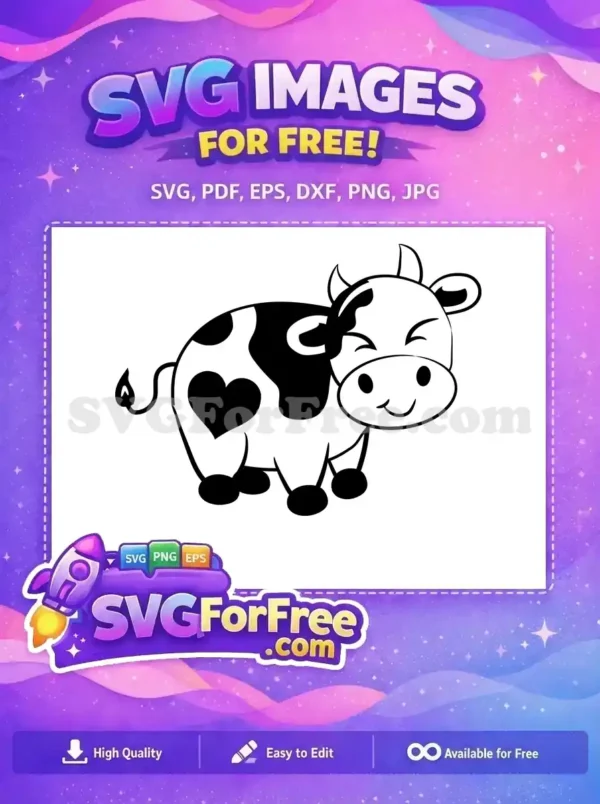 Free Winking Cute Free Heart Spotted Cow Bull Free SVG