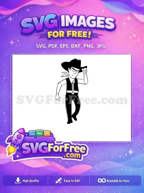 Free Smirking Cowboy Hat Free Bandana Chaps Cowboy Silhouette Free SVG