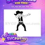 Free Happy Dabbing Cowboy Free Black Hat Bandana Cowboy Silhouette Free SVG - Instant Download