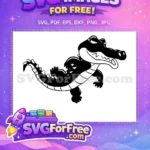 Free Cunning Black Crocodile Free Muscular Alligator Design Cartoon Animal Free SVG - Instant Download