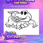 Free Happy Wide-Eyed Free Spiky Back Crocodile Silhouette Free SVG - Instant Download
