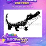 Free Smiling Black Free Open Jaw Teeth Crocodile Silhouette Free SVG - Instant Download