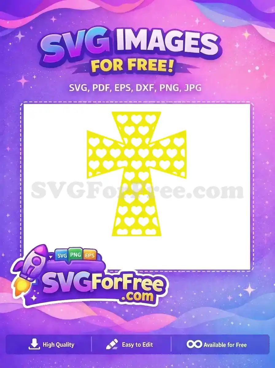 Free Yellow Cross Hearts Free Love Symbol Christian Faith Free SVG
