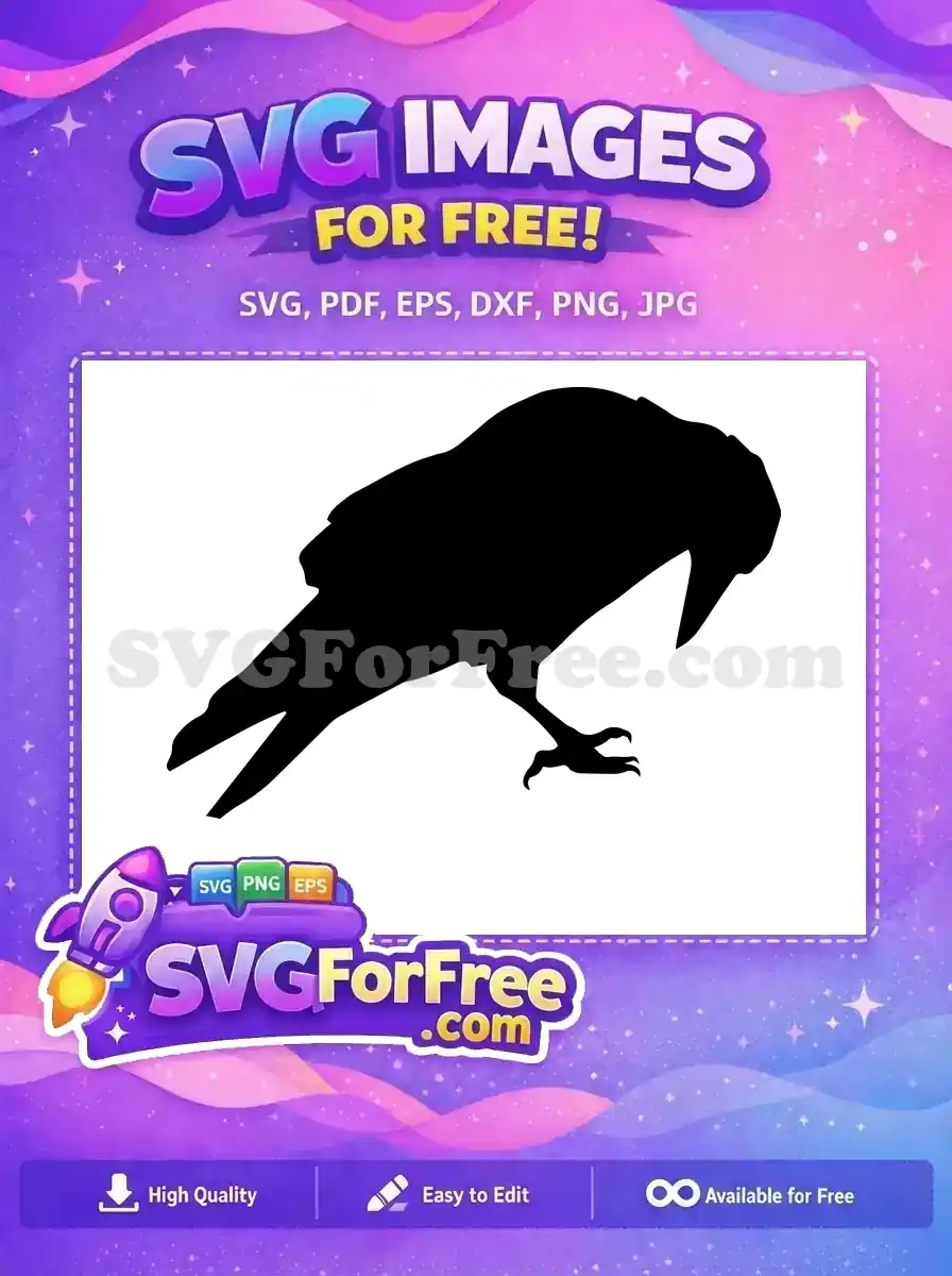 Free Black Crow Silhouette Free Foraging Bird Halloween Free SVG