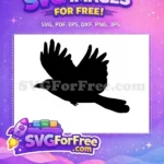 Free Majestic Flying Bird Free Solid Black Design Crow Silhouette Free SVG - Instant Download