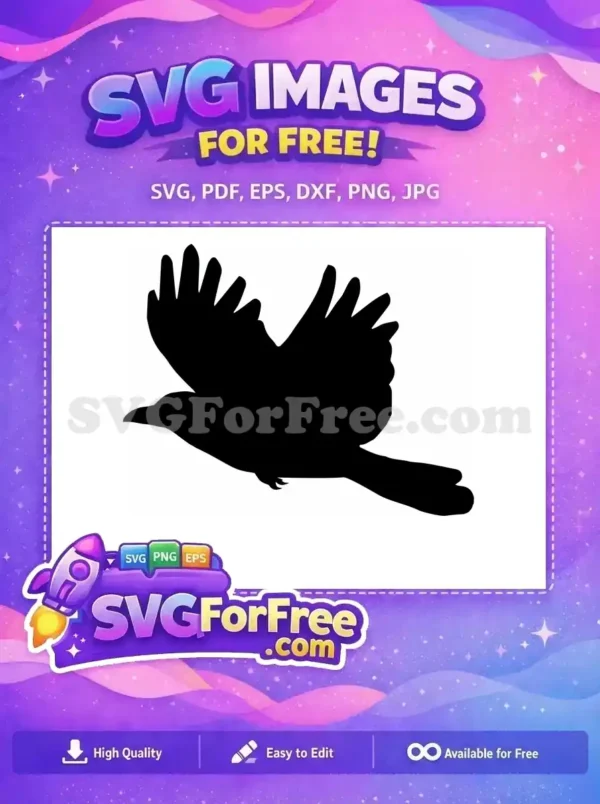 Free Majestic Flying Bird Free Solid Black Design Crow Silhouette Free SVG Free Majestic Flying Bird Free Solid Black Design Crow Silhouette Free SVG