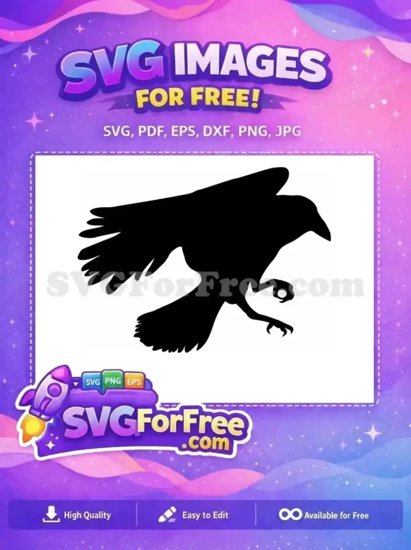 Free Spooky Flying Crow Free Dark Silhouette Halloween Free SVG 1