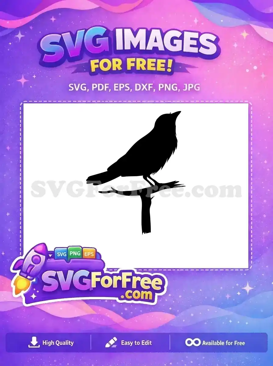 Free Black Perched Free Upward Bird Crow Silhouette Free SVG