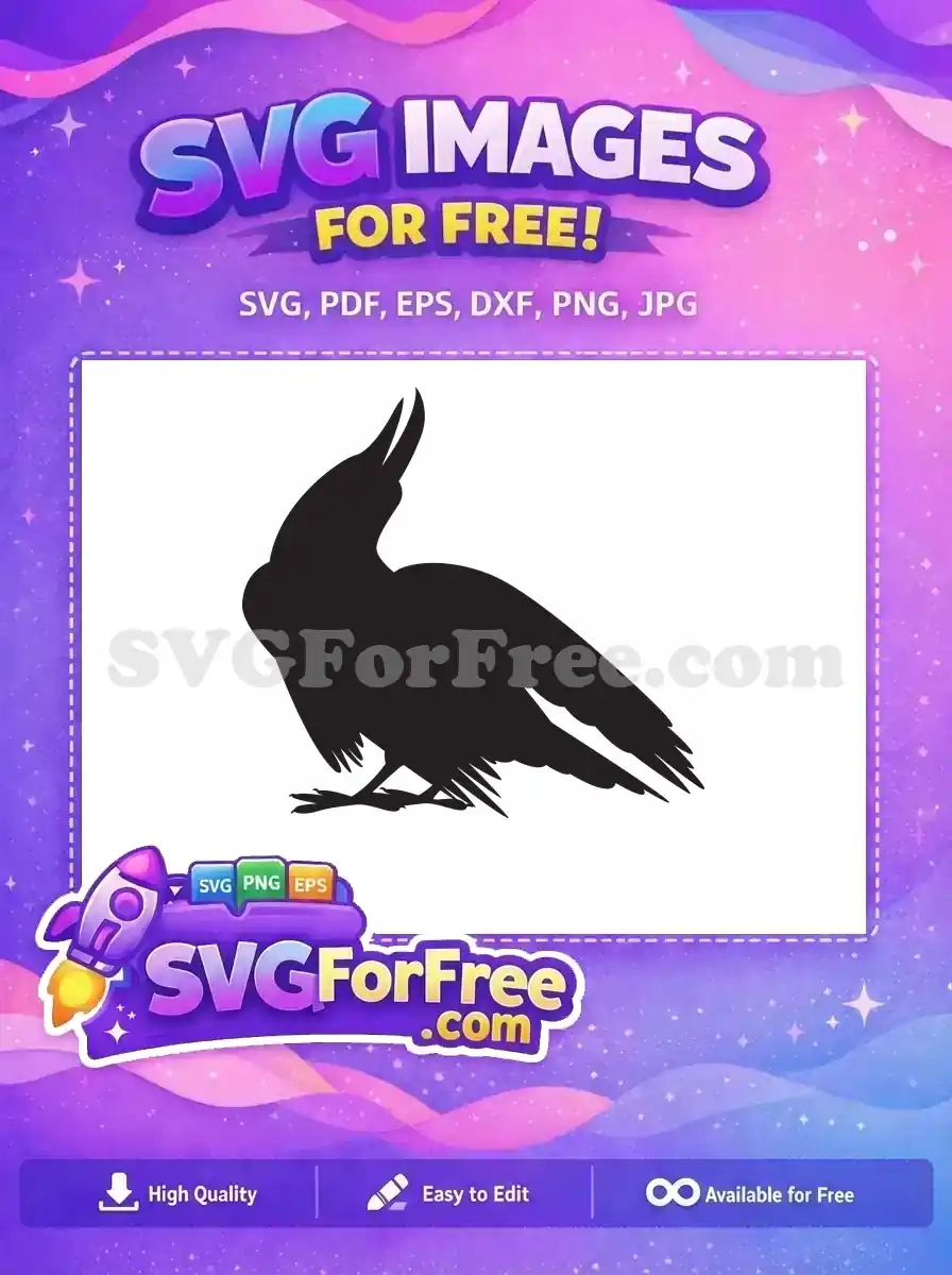 Free Black Crow Cawing Free Detailed Feathers Halloween Design Free SVG