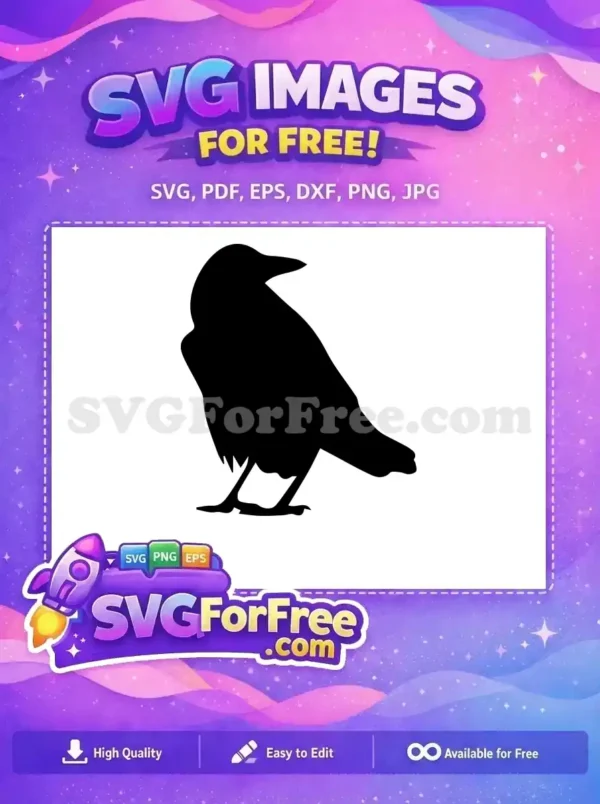 Free Black Crow Silhouette Free Spooky Halloween Design Gothic Bird Art Free SVG
