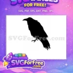 Free black flying bird Free spooky Halloween design Crow Silhouette Free SVG - Instant Download