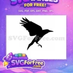 Free Majestic Crow Silhouette Free Flying Black Bird Halloween Free SVG - Instant Download