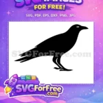 Free Black Crow Silhouette Free Standing Crow Design Gothic Raven Bird Free SVG - Instant Download