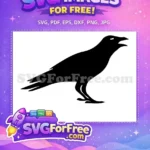 Free Cawing Crow Free Black Silhouette Spooky Art Free SVG - Instant Download