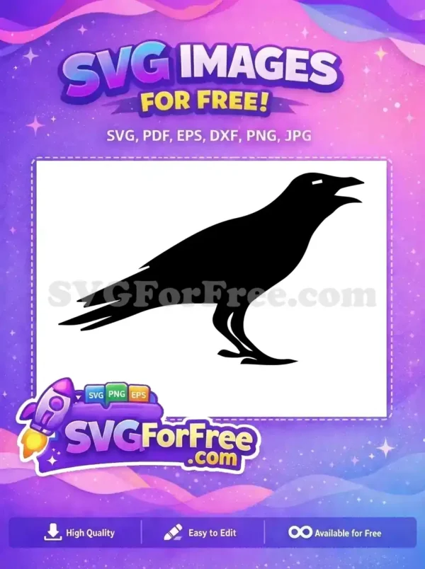 Free Cawing Crow Free Black Silhouette Spooky Art Free SVG
