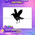Free Detailed Flying Free Spooky Halloween Raven Silhouette Free SVG - Instant Download