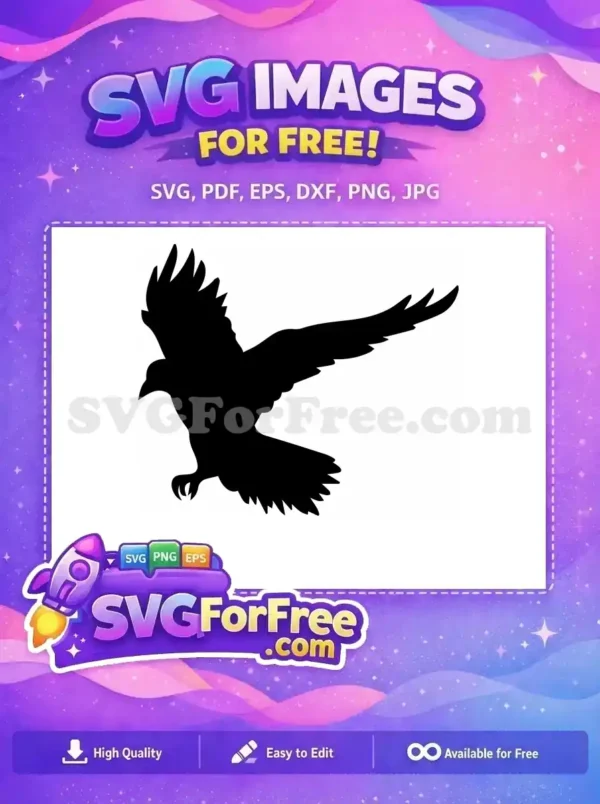 Free Black Flying Free Halloween Spooky Crow Silhouette Free SVG