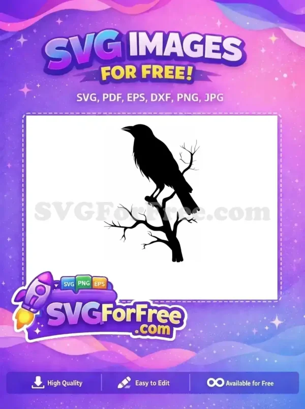 Free Flying Crow Free Detailed Silhouette Spooky Halloween Free SVG Free Flying Crow Free Detailed Silhouette Spooky Halloween Free SVG