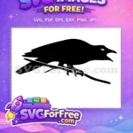 Free Screaming Black Crow Free Perched Raven Dark Spooky Free SVG - Instant Download