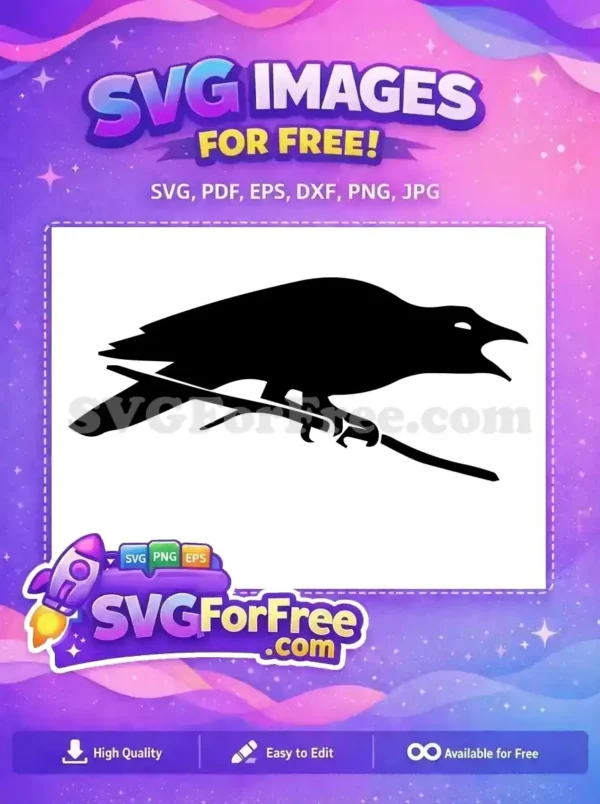 Free Screaming Black Crow Free Perched Raven Dark Spooky Free SVG