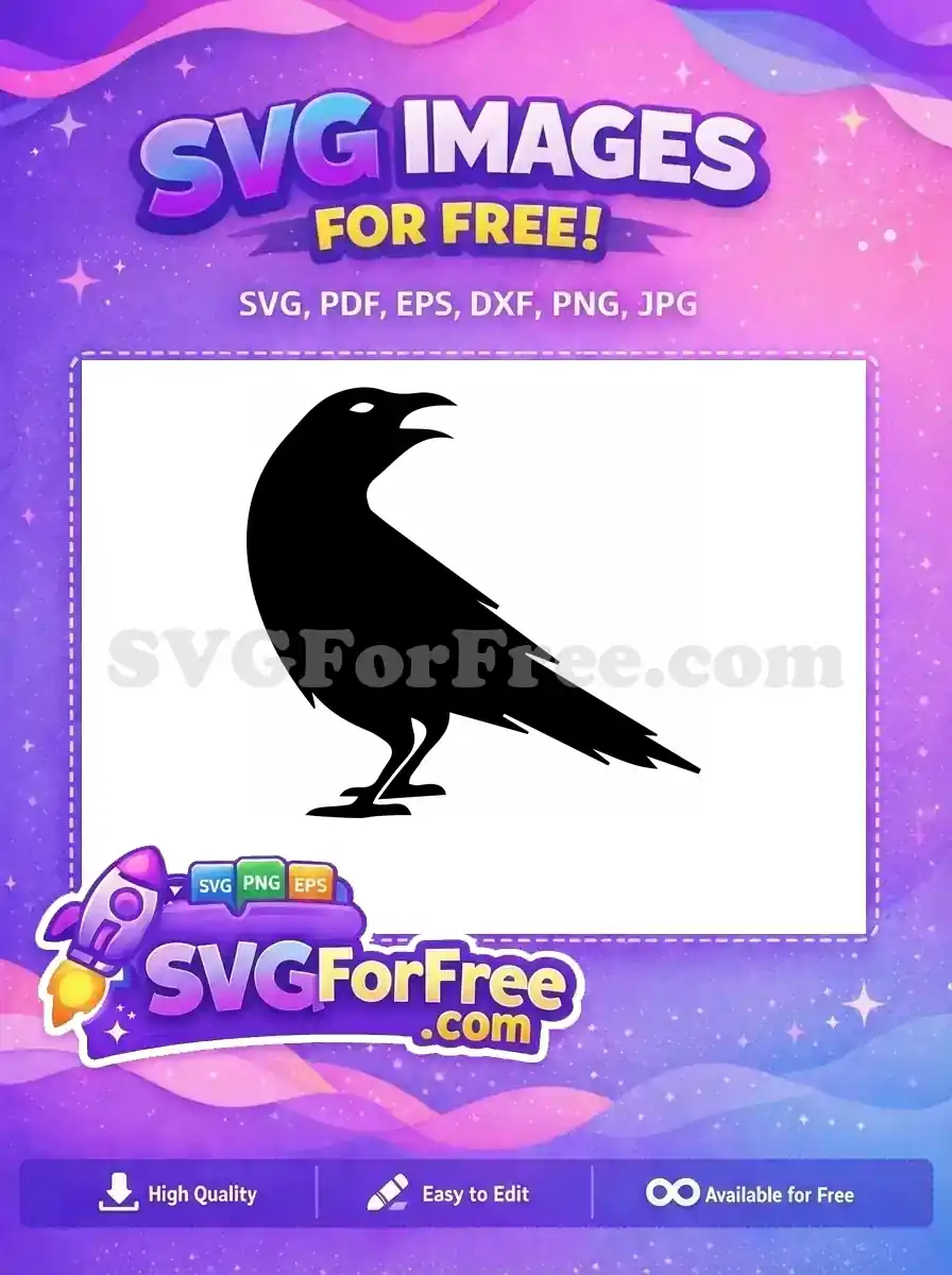Free Black Flying Crow Free Detailed Feathered Bird Crow Silhouette Free SVG