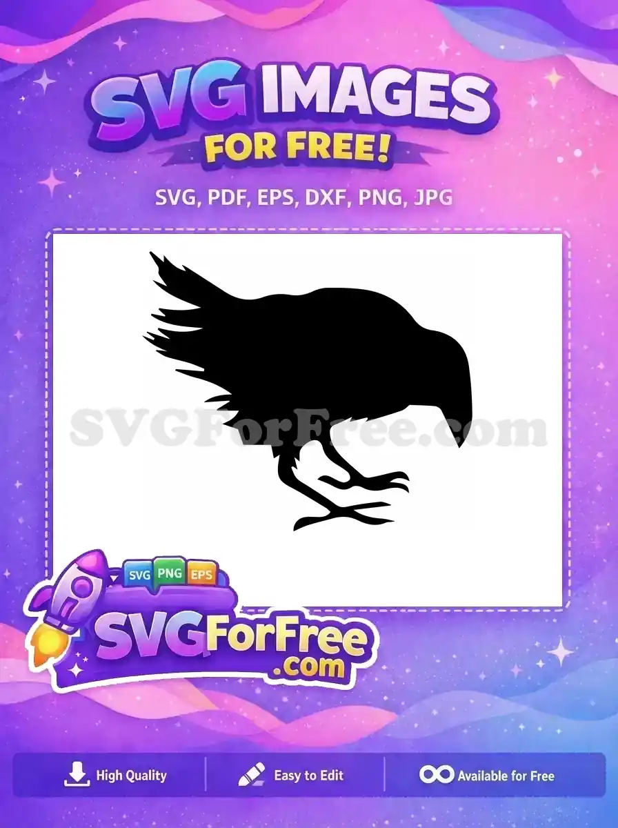 Free Flying Black Crow Free Detailed Wings Halloween Decoration Free SVG