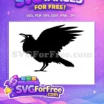 Free Flying Crow Free Detailed Silhouette Halloween Theme Free SVG - Instant Download